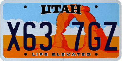 UT license plate X637GZ
