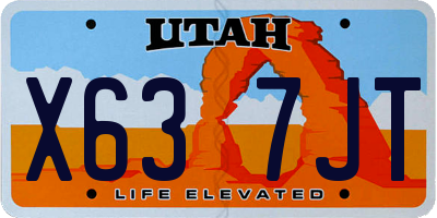 UT license plate X637JT