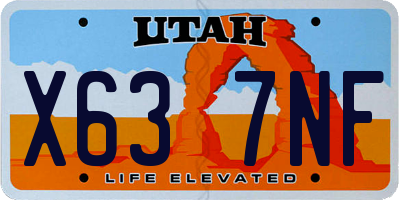 UT license plate X637NF
