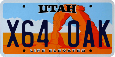 UT license plate X640AK