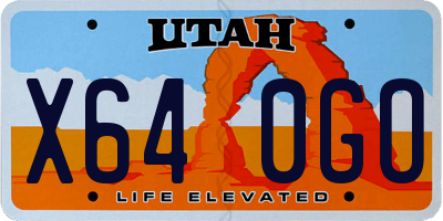 UT license plate X640GO