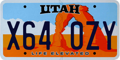 UT license plate X640ZY