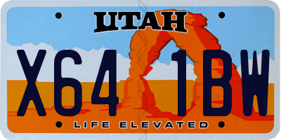 UT license plate X641BW