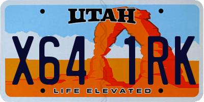 UT license plate X641RK