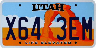 UT license plate X643EM