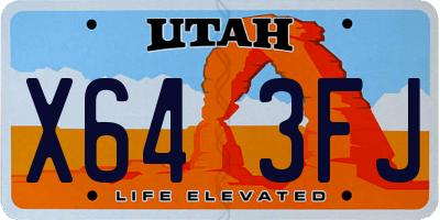 UT license plate X643FJ