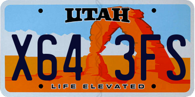 UT license plate X643FS