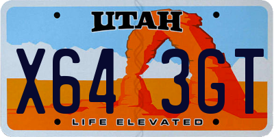 UT license plate X643GT