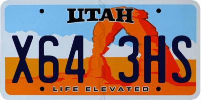 UT license plate X643HS