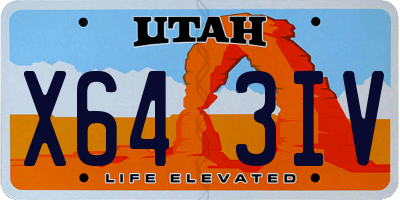 UT license plate X643IV