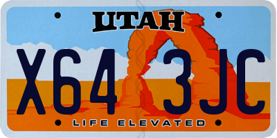 UT license plate X643JC