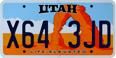 UT license plate X643JD