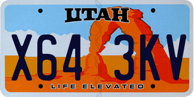 UT license plate X643KV