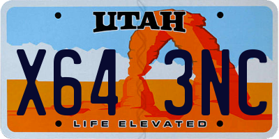 UT license plate X643NC