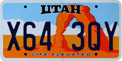 UT license plate X643QY