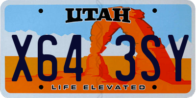 UT license plate X643SY