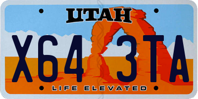 UT license plate X643TA