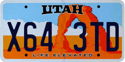 UT license plate X643TD