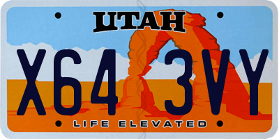 UT license plate X643VY