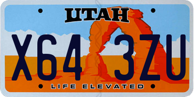 UT license plate X643ZU