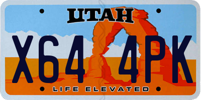 UT license plate X644PK