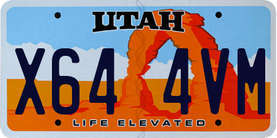 UT license plate X644VM