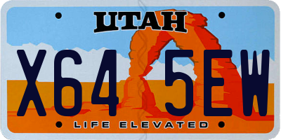UT license plate X645EW