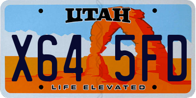 UT license plate X645FD