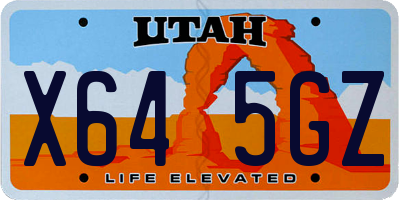 UT license plate X645GZ