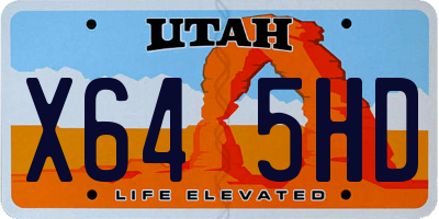 UT license plate X645HD