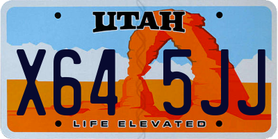 UT license plate X645JJ