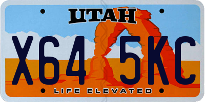 UT license plate X645KC
