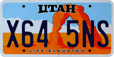 UT license plate X645NS