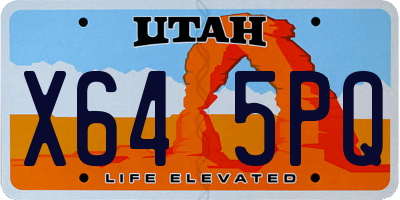 UT license plate X645PQ