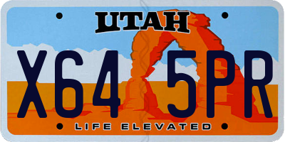 UT license plate X645PR