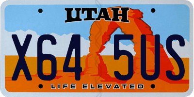 UT license plate X645US
