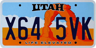 UT license plate X645VK