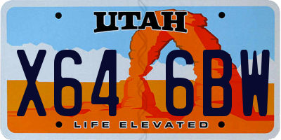 UT license plate X646BW