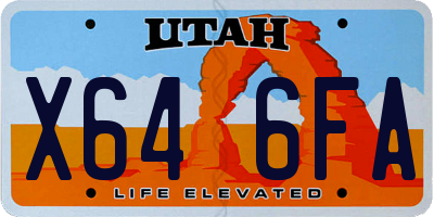 UT license plate X646FA