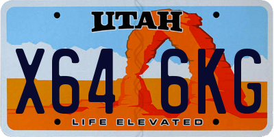UT license plate X646KG