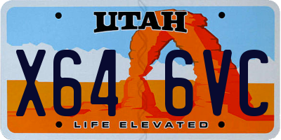 UT license plate X646VC