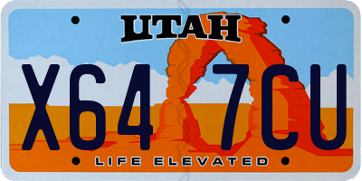 UT license plate X647CU