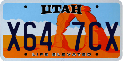 UT license plate X647CX