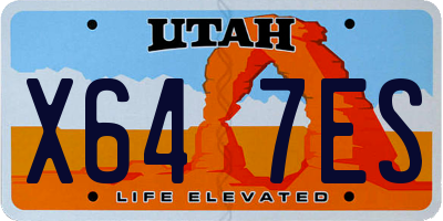 UT license plate X647ES