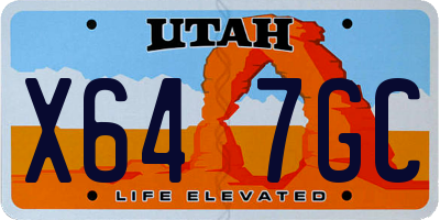 UT license plate X647GC