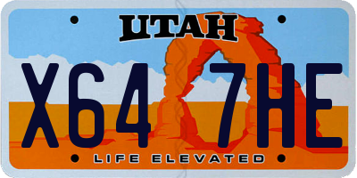 UT license plate X647HE