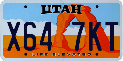 UT license plate X647KT