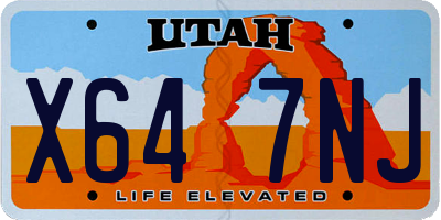 UT license plate X647NJ