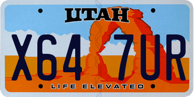 UT license plate X647UR