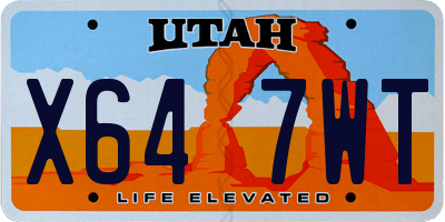 UT license plate X647WT